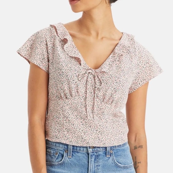 NEW Levi's Mylene Pink Floral Printed Blouse Size Small Medium Large - Picture 1 of 4